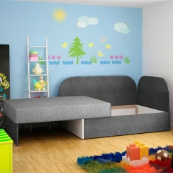 Einsitzer Bettsofa in Hellgrau und Grau - Montea