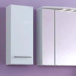 Eintüriger Bad-Hängeschrank Judith in Hochglanz Weiß