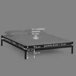 Einzelbett Lanuge aus schwarzem Metall (zweiteilig)