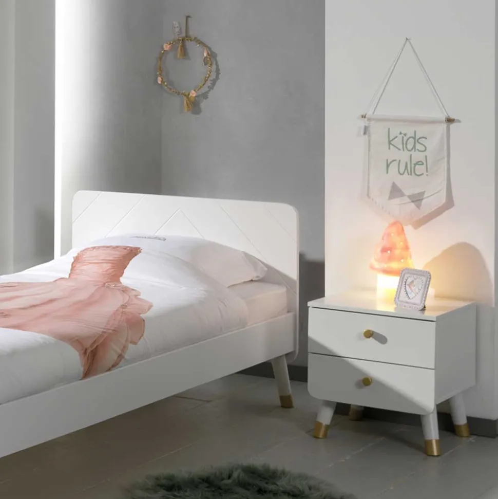 Einzelbett mit Nachtkommode in Weiß - Baranoma (zweiteilig)