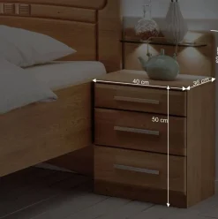 Einzelbett mit Nachtkommode Set - Sendician (zweiteilig)