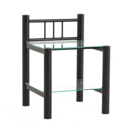 Eisen Nachttisch Aguero in Schwarz mit Glas