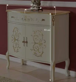 Elegante Barockstil Kommode in Cremeweiß & Gold - Iviada