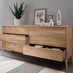 Elegante Kommode aus Wildeiche Bianco geölt - Lamia