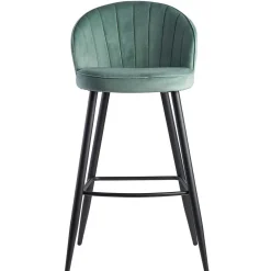 Eleganter Barstuhl in Mintgrün Samt - Bennet