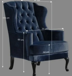 Eleganter Chesterfield Sessel in Blau Samt - Gonnya