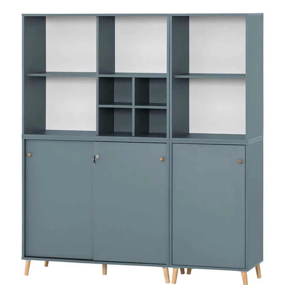 Eleganter Office Schrank in Petrol Blau - Baiamare
