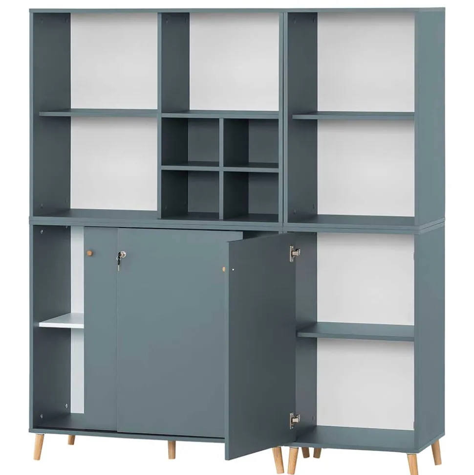 Eleganter Office Schrank in Petrol Blau - Baiamare