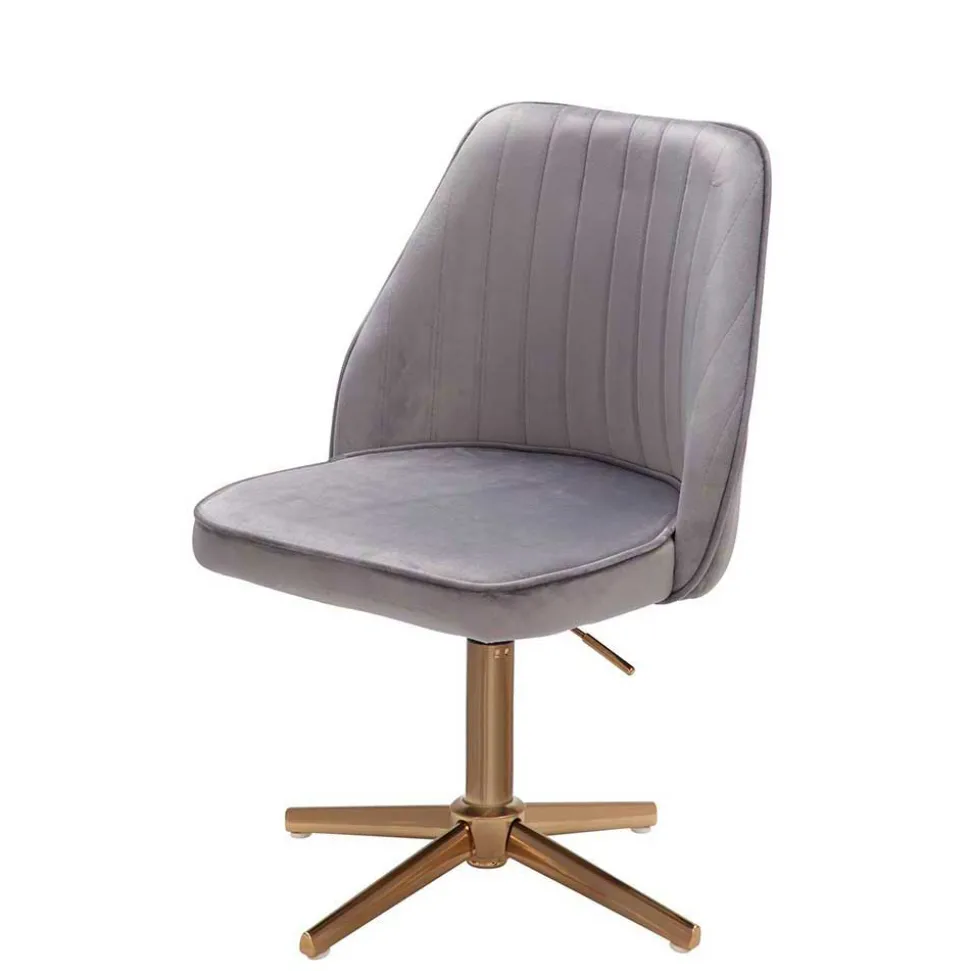 Eleganter Schreibtisch Drehstuhl in Grau Samt - Cessma