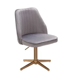 Eleganter Schreibtisch Drehstuhl in Grau Samt - Cessma