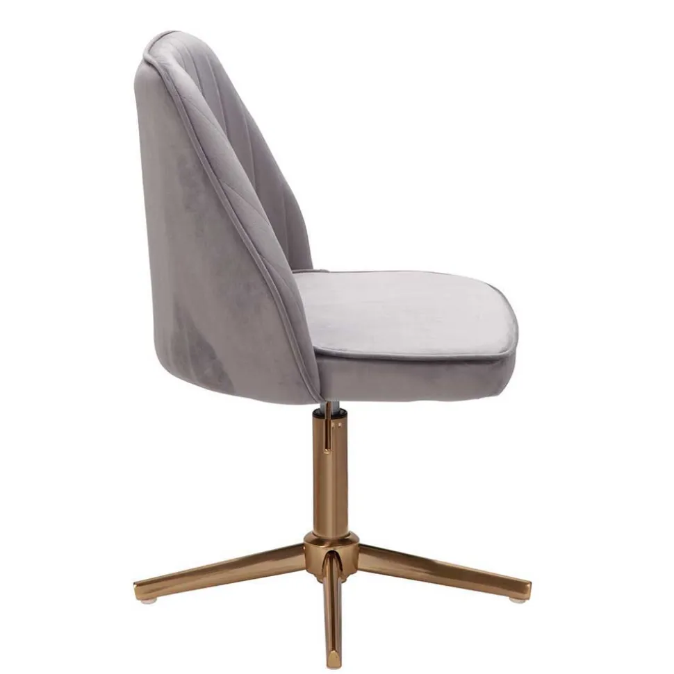 Eleganter Schreibtisch Drehstuhl in Grau Samt - Cessma