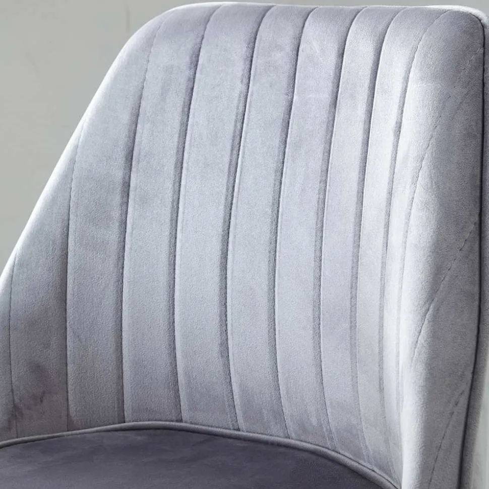 Eleganter Schreibtisch Drehstuhl in Grau Samt - Cessma