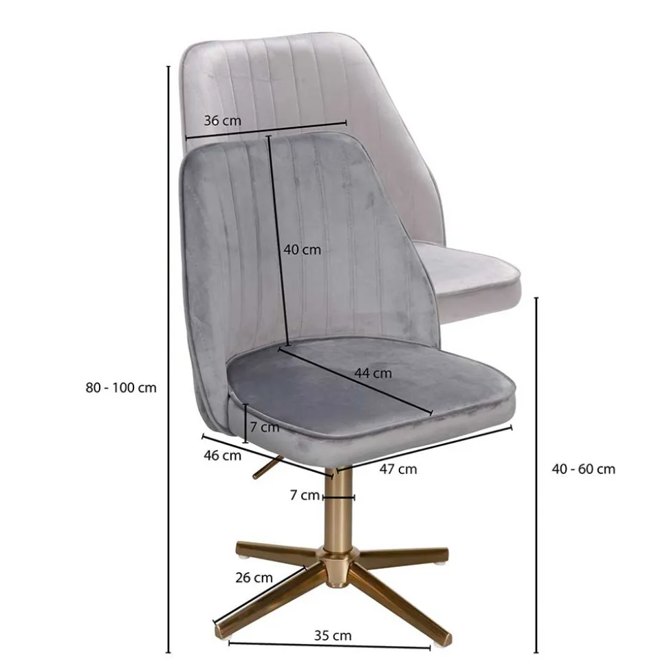 Eleganter Schreibtisch Drehstuhl in Grau Samt - Cessma