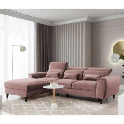 Elegantes Ecksofa in Rosenholz Velours - Malvarion
