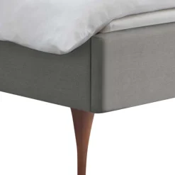 Elegantes Polsterbett in Grau und Kernbuche - Silka