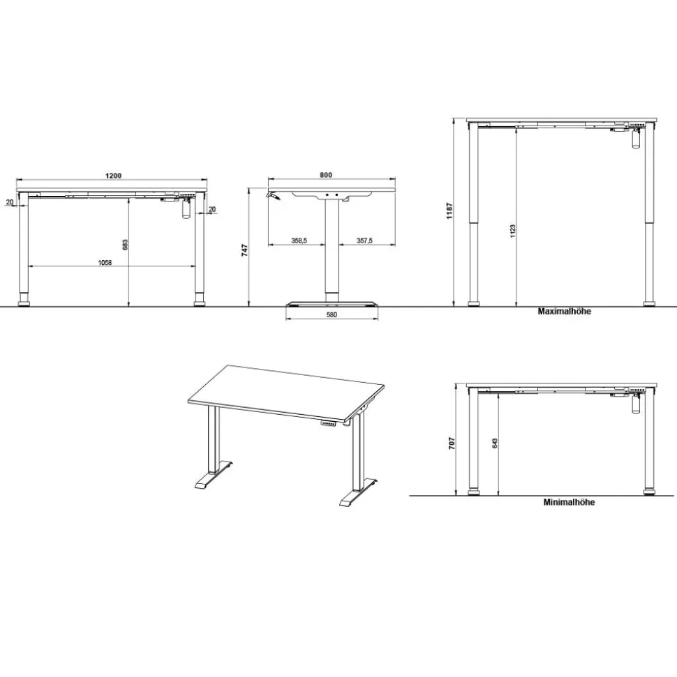 Elektrisch höhenverstellbarer Officetisch modern - Bangrados