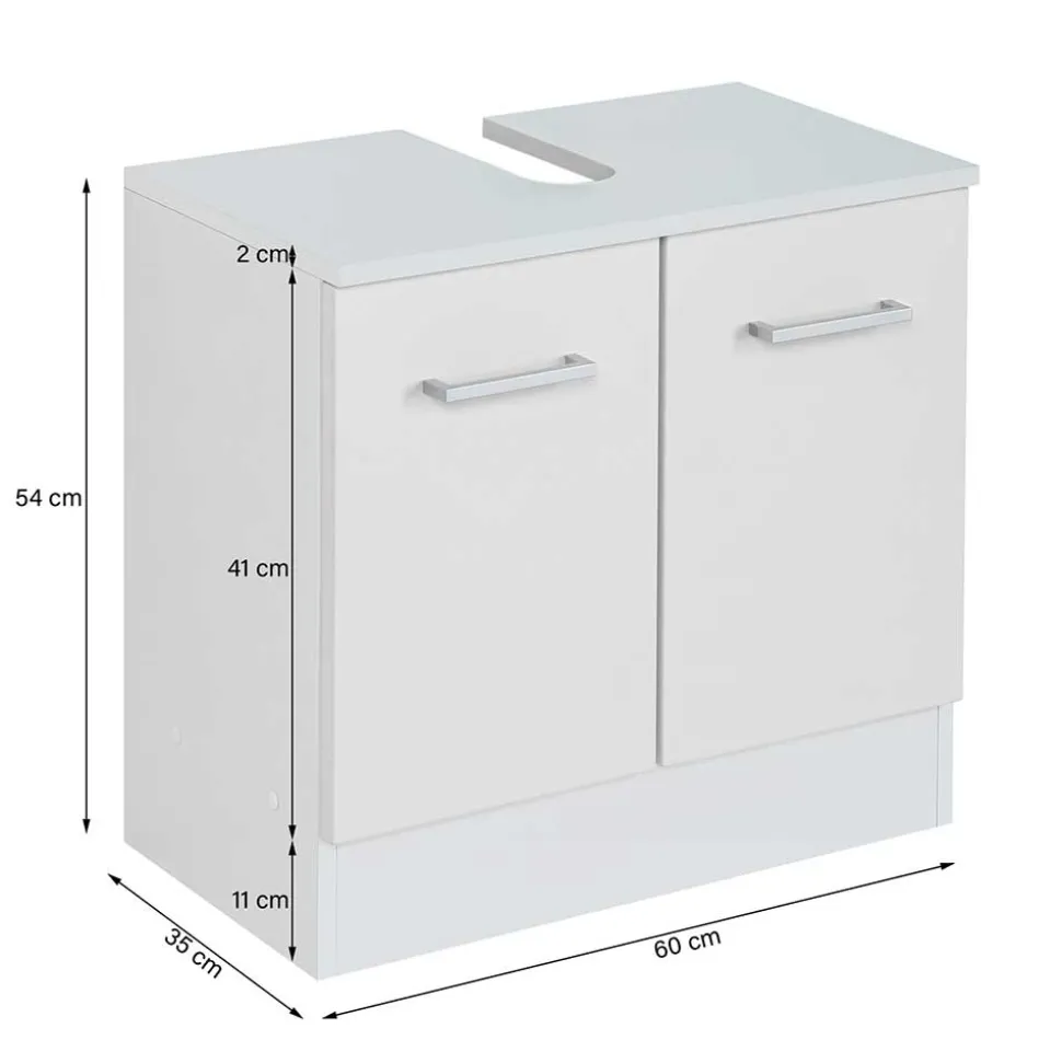 60er Doppeltür Unterbeckenschrank in Weiß - Skiranov