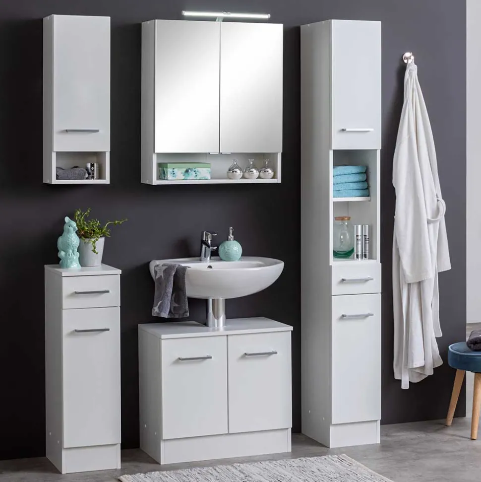 60er Doppeltür Unterbeckenschrank in Weiß - Skiranov