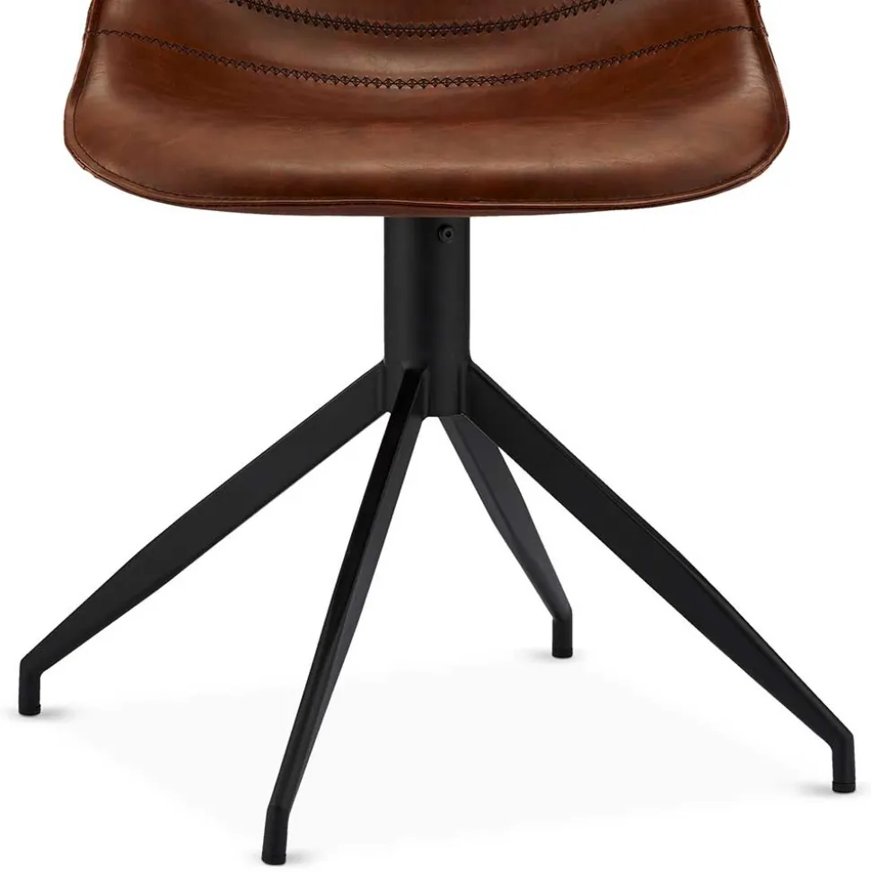 2er Kunstlederstuhl-Set in Braun - Enyet (2er Set)