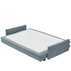 3er Schlafcouch in Hellblau mit Eiche - Eterna