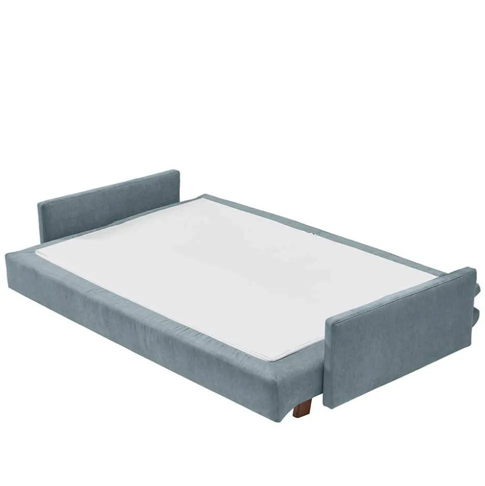 3er Schlafcouch in Hellblau mit Eiche - Eterna