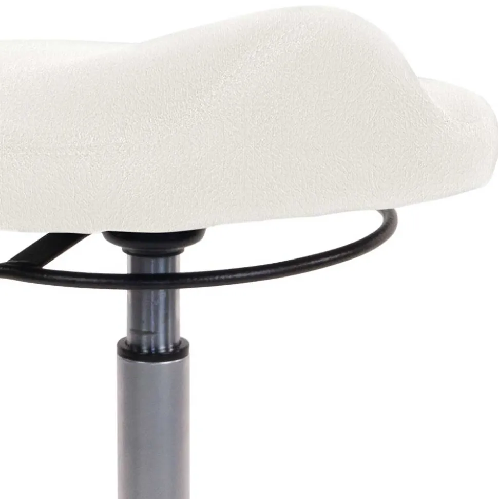 Ergonomischer Bürohocker in Weiß Kunstleder - Gorana