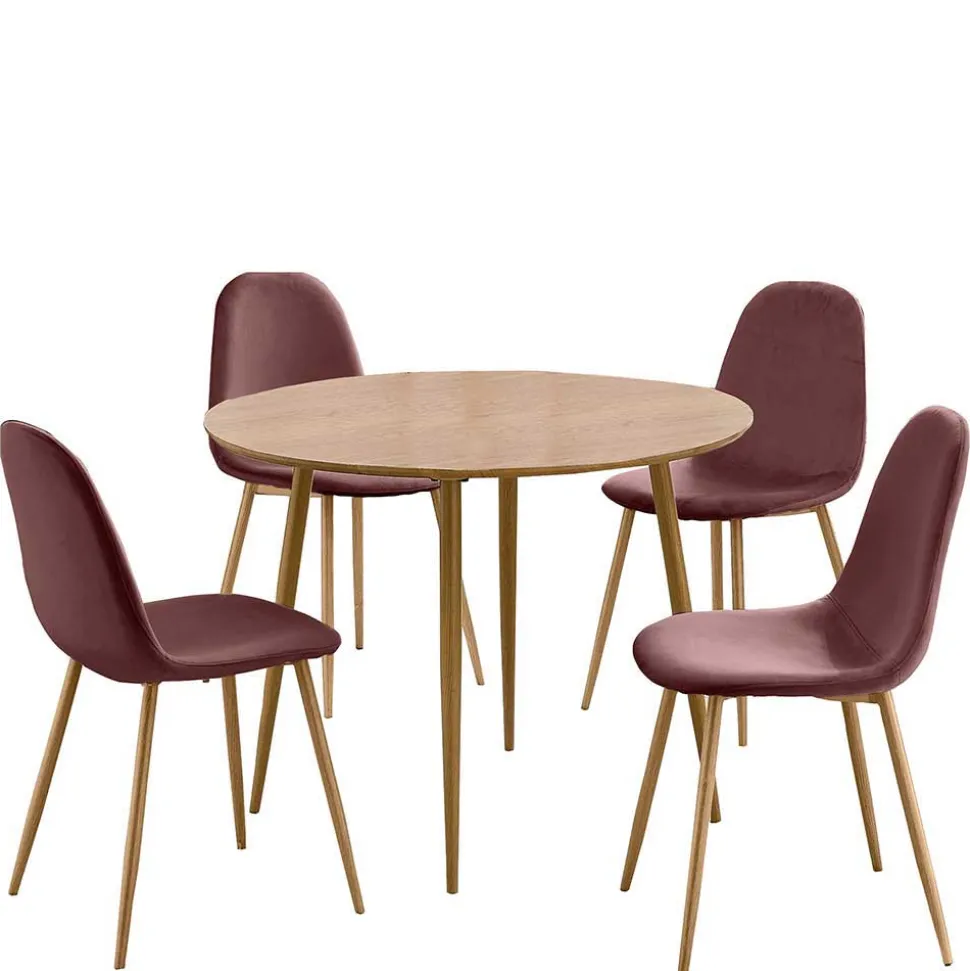 Essgruppe in Altrosa & Eiche - Eva (fünfteilig)