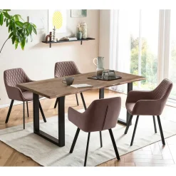 Essgruppe in Braun mit Schwarz - Mikava (fünfteilig)