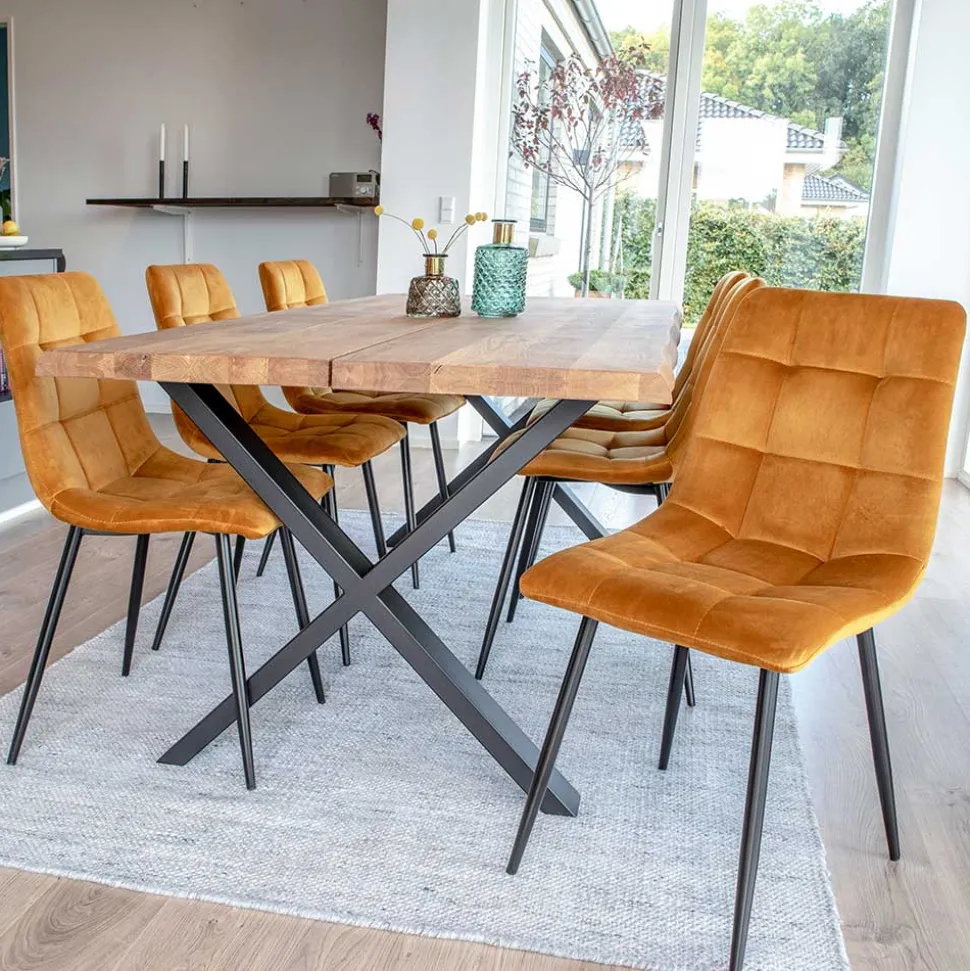 Essgruppe mit gelben Stühlen - Valco (siebenteilig)