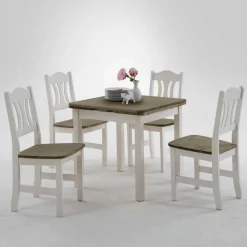 Essgruppe Zamaiko in Weiß Grau Landhaus (fünfteilig)