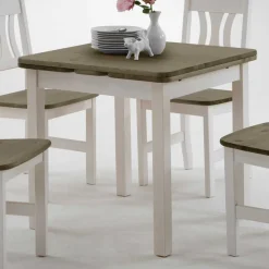 Essgruppe Zamaiko in Weiß Grau Landhaus (fünfteilig)