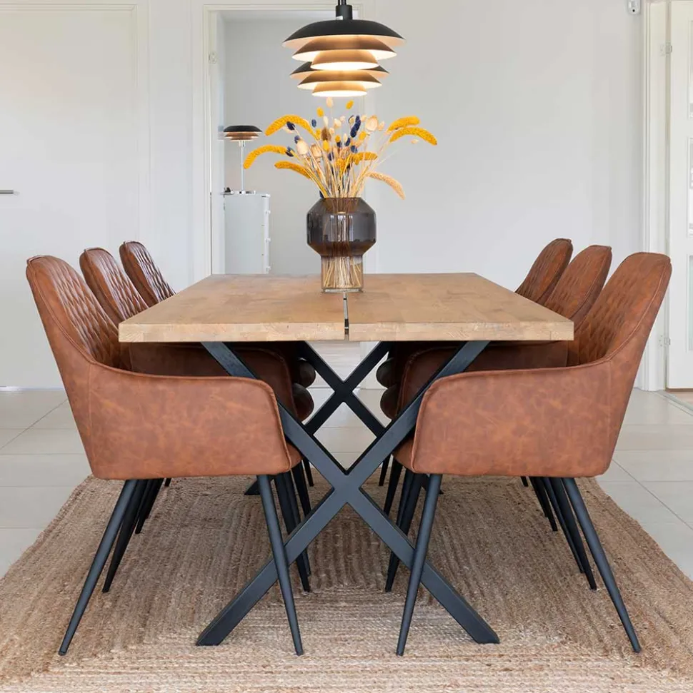 Esstisch & Kunstleder Armlehnstühle - Jimma (siebenteilig)