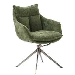 Esstisch Armlehnenstuhl in Oliv Grün und Edelstahl - Mint (2er Set)