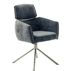 Esstisch Drehstuhl in Anthrazit Webstoffbezug - Turex (2er Set)