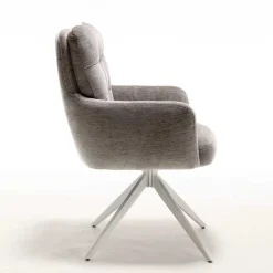 Esstisch Drehstuhl in Taupe und Weiß - Sarduna (2er Set)