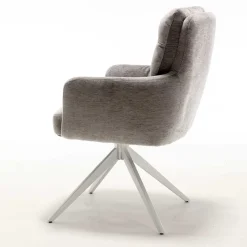 Esstisch Drehstuhl in Taupe und Weiß - Sarduna (2er Set)