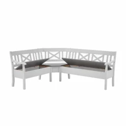 Esstisch Eckbank Yoan in Weiß Grau