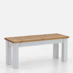 Esstisch Holzbank in Weiß & Kiefer Lauge - Molzau