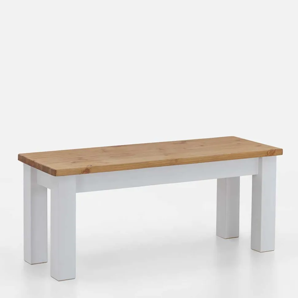 Esstisch Holzbank in Weiß & Kiefer Lauge - Molzau