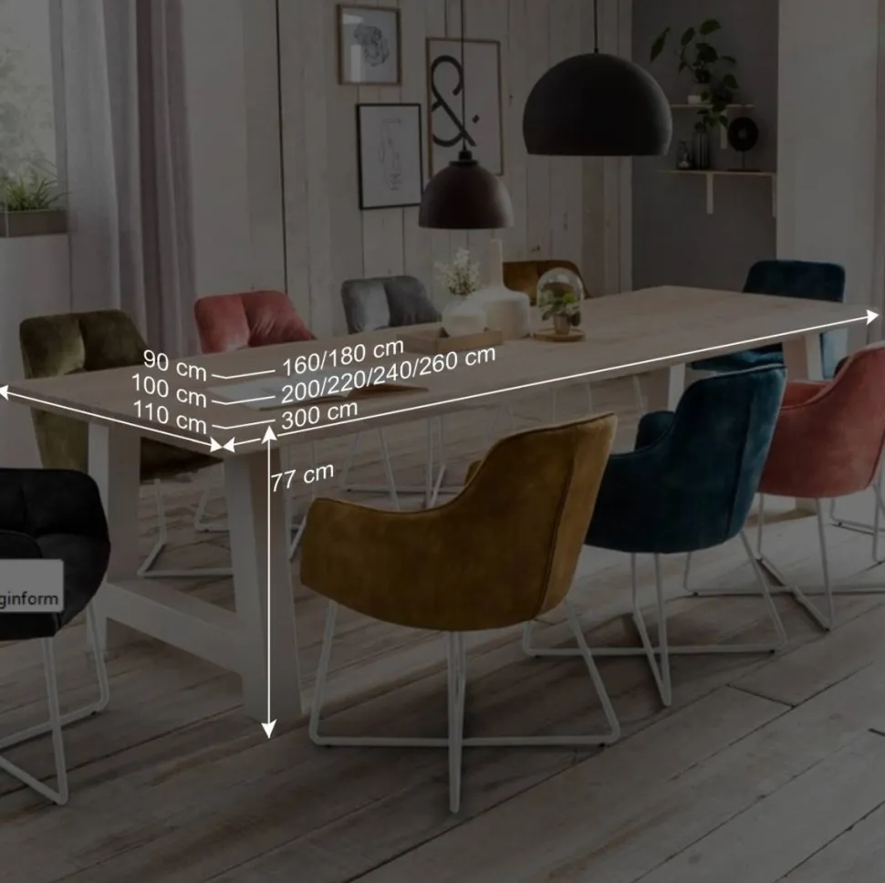 Esstisch mit Baumkante Eiche gekälkt - Ugolina