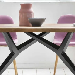 Esstisch mit Holzplatte Akazie & Eisengestell - Sestron