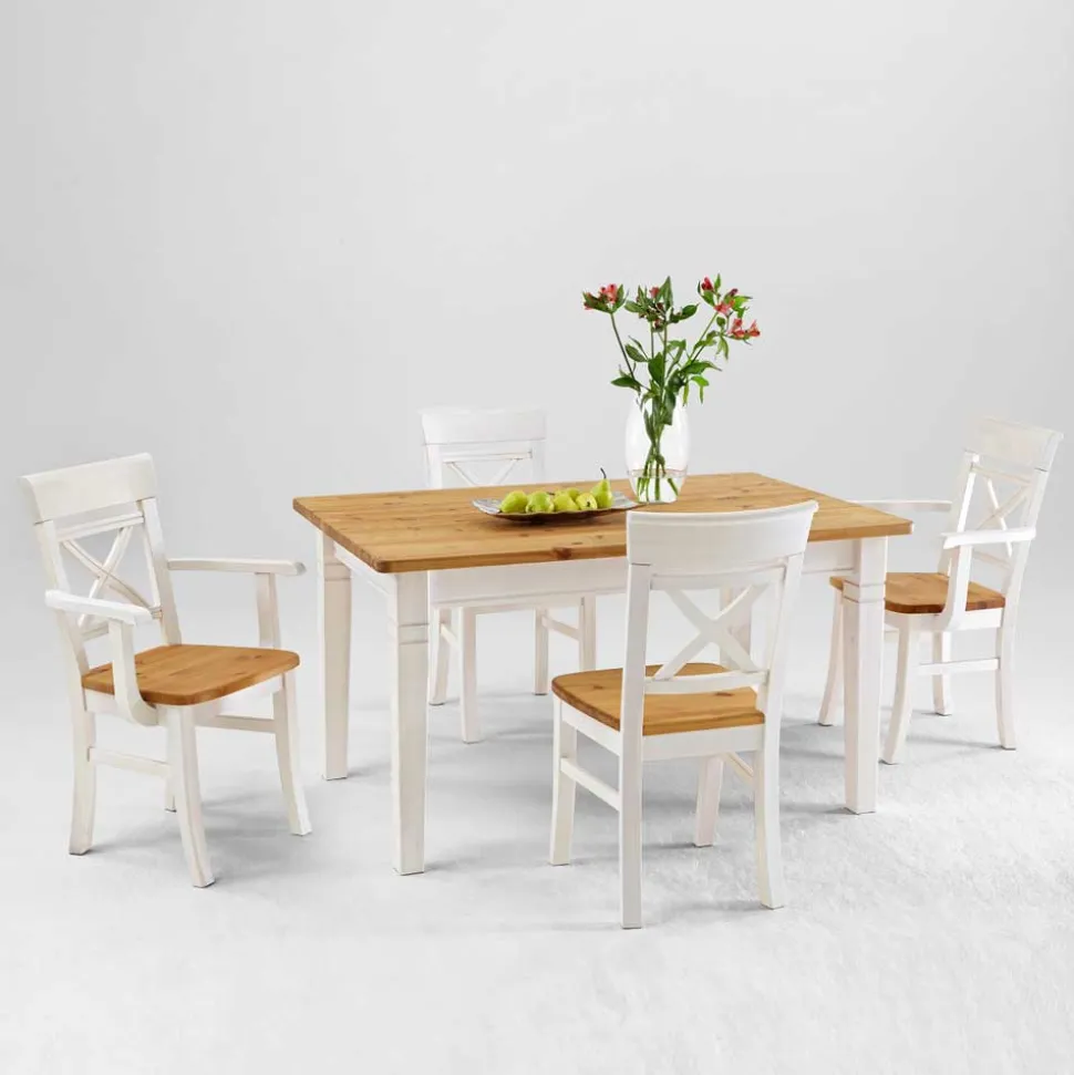 Esstisch mit Stühlen Lugon im Landhausstil (fünfteilig)