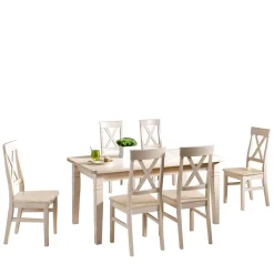 Esstisch mit Stühlen Onesti im skandinavischen Landhausstil (siebenteilig)