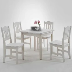 Esstisch mit Stühlen Vironegras in Weiß (fünfteilig)