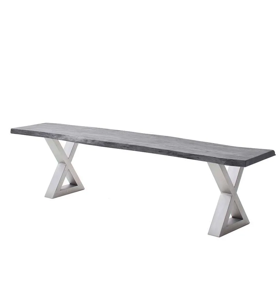 Esstisch Sitzbank in Akazie Grau mit Baumkante - Lorencia