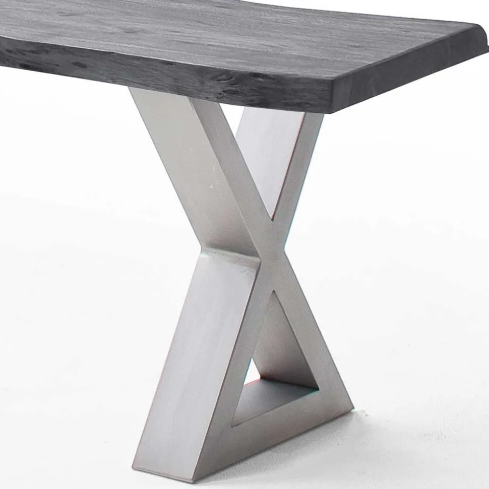 Esstisch Sitzbank in Akazie Grau mit Baumkante - Lorencia