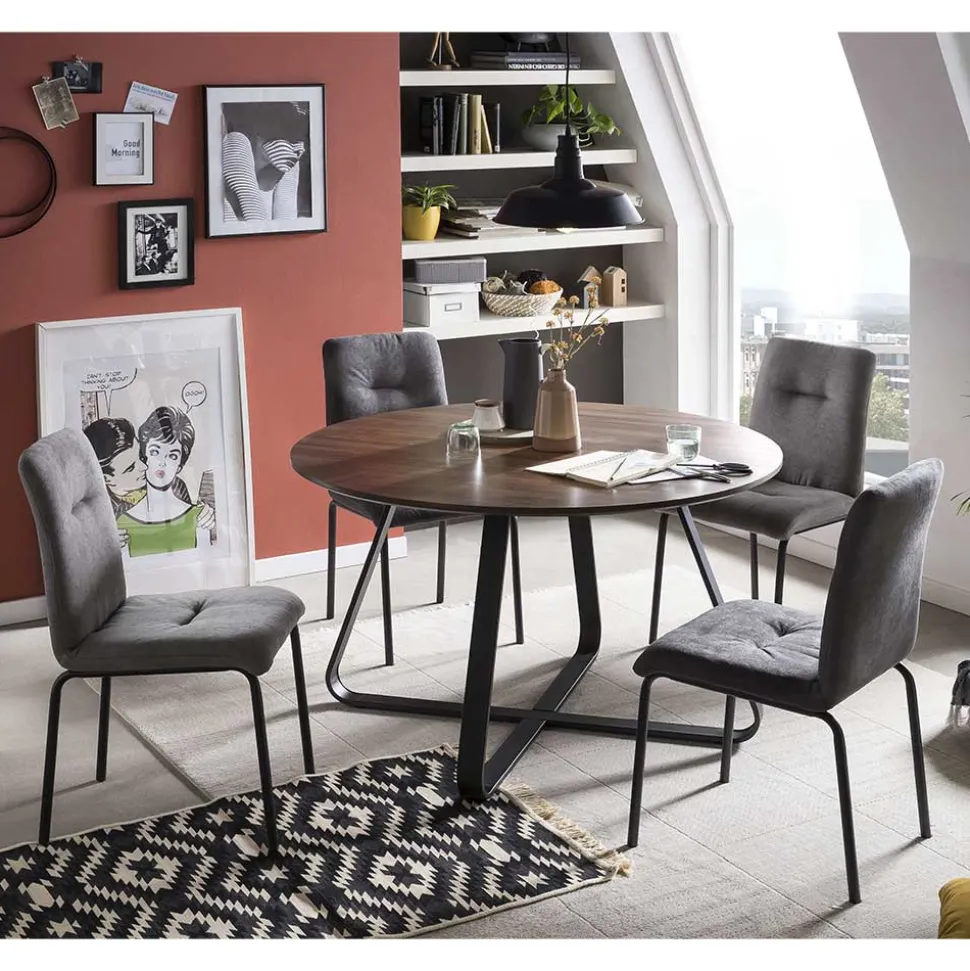 Esstisch Sitzgruppe mit Tisch Rund - Grace (fünfteilig)