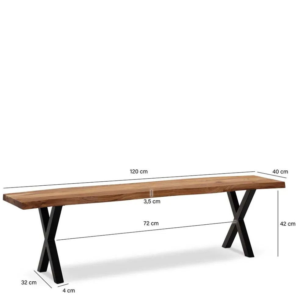 Esstischbank mit X-Beinen - Rajavo