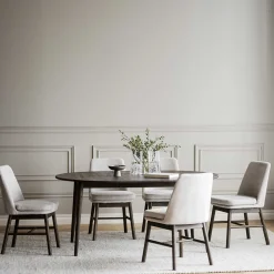 Esstischgruppe in Eiche Dunkel & Beige - Relencia (siebenteilig)