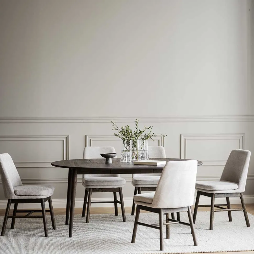 Esstischgruppe in Eiche Dunkel & Beige - Relencia (siebenteilig)